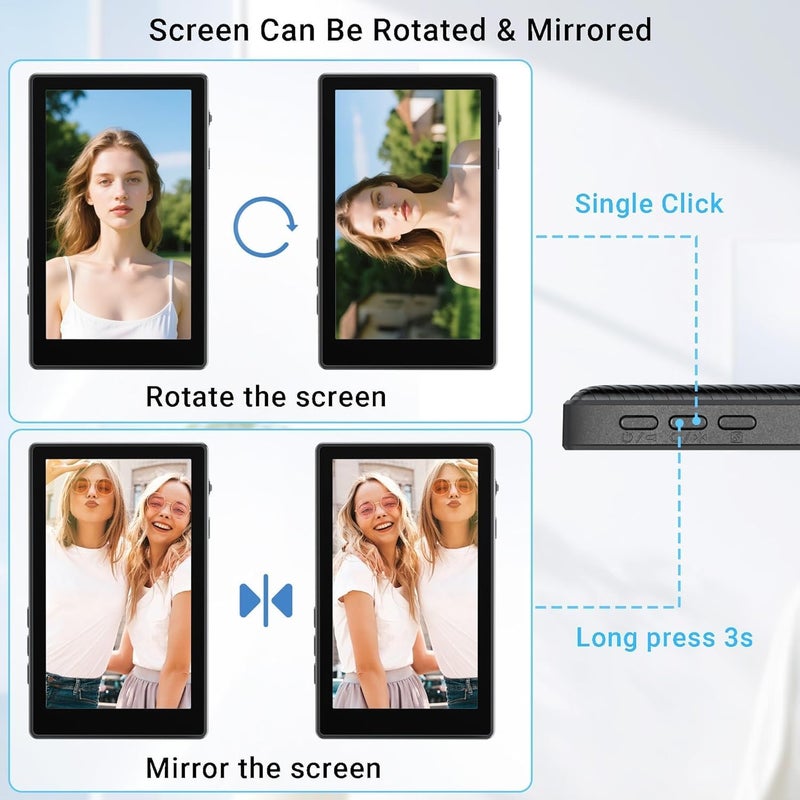 OmniMaster Back Camera Selfie Monitor for iPhone & Android – Wireless Screen Mirroring, Magnetic Mount, Built-in Speaker, Bluetooth Remote for Vlog, TikTok & Livestream (NoTouch-Universal) - Image 4